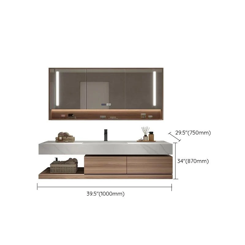 Lavabo de montaje en pared incluido, lavabo de baño, tocador con grifo de espejo Clearhalo