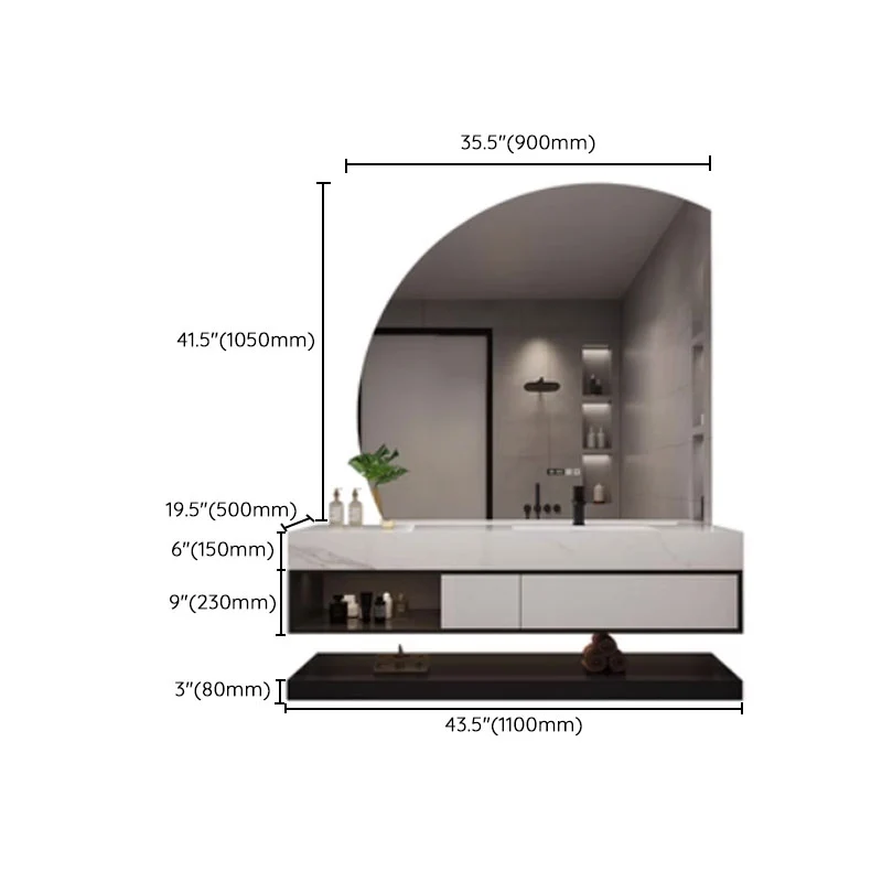 Lavabo de montaje en pared incluido tocador de baño con grifo de espejo para baño Clearhalo