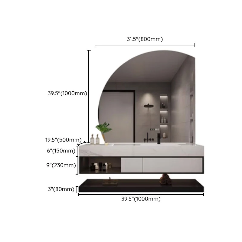 Lavabo de montaje en pared incluido tocador de baño con grifo de espejo para baño Clearhalo