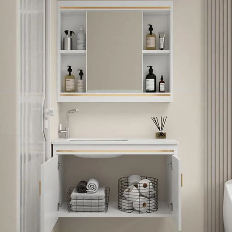 Magnífico mueble para lavabo, tocador estándar independiente con espejo para ahorrar espacio Clearhalo