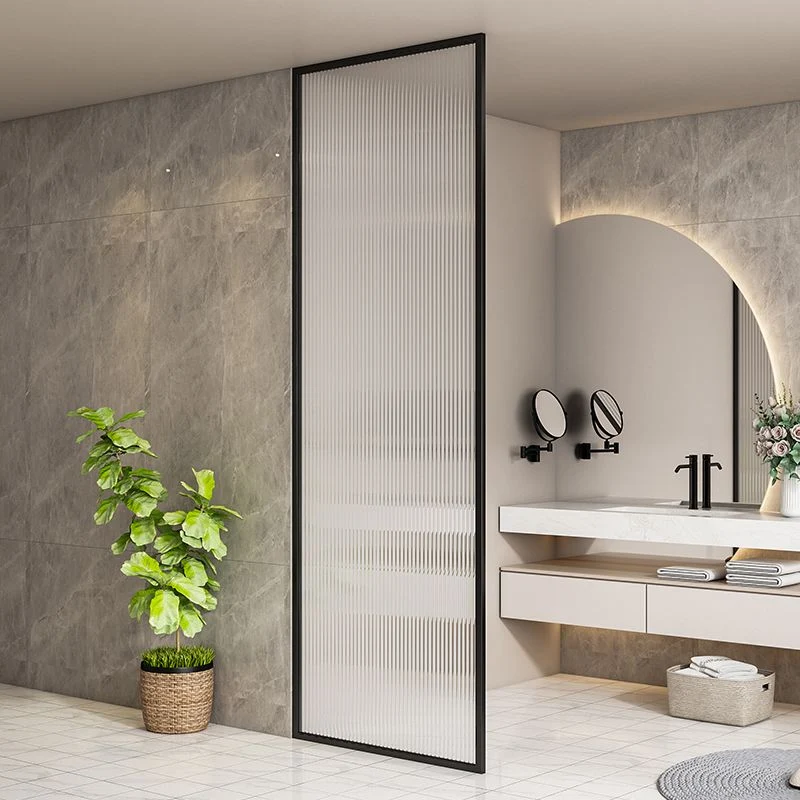 Mampara de baño de vidrio templado para baño simple, pantalla de división fija de fotograma completo Clearhalo