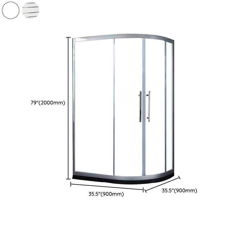 Mampara de ducha de acero inoxidable transparente con kit de ducha deslizante doble enmarcado Clearhalo