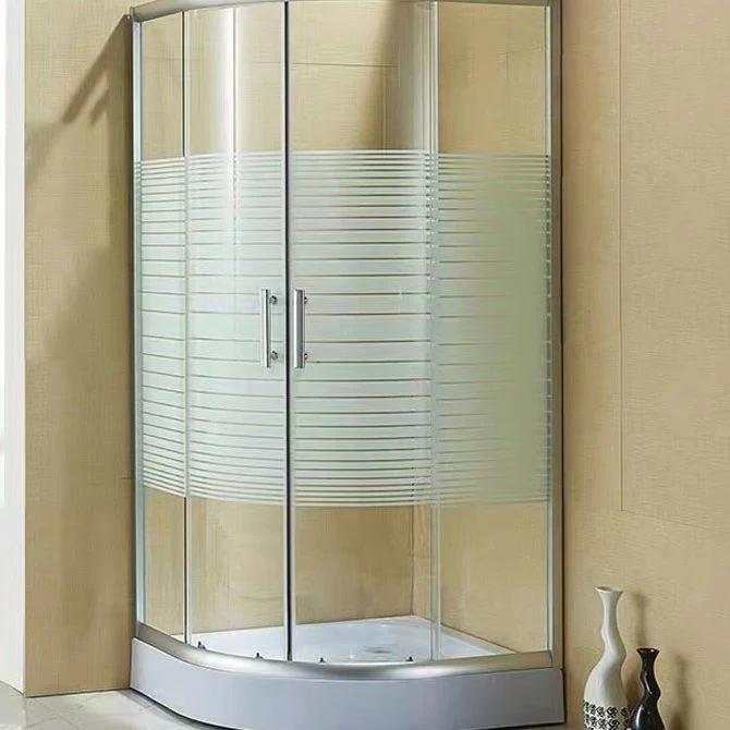 Mampara de ducha de acero inoxidable transparente con kit de ducha deslizante doble enmarcado Clearhalo