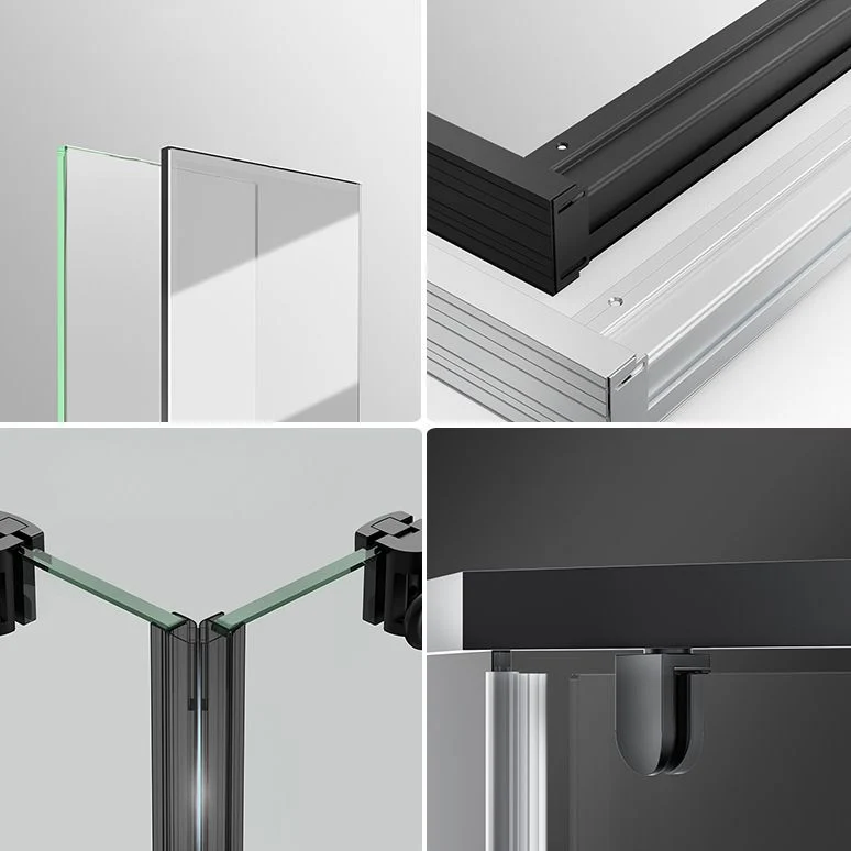 Mampara de ducha con manijas dobles deslizantes lineales Mampara de ducha semi-frameless de metal Clearhalo
