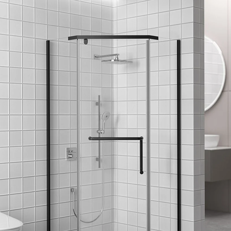 Mampara de ducha con manijas dobles deslizantes lineales Mampara de ducha semi-frameless de metal Clearhalo