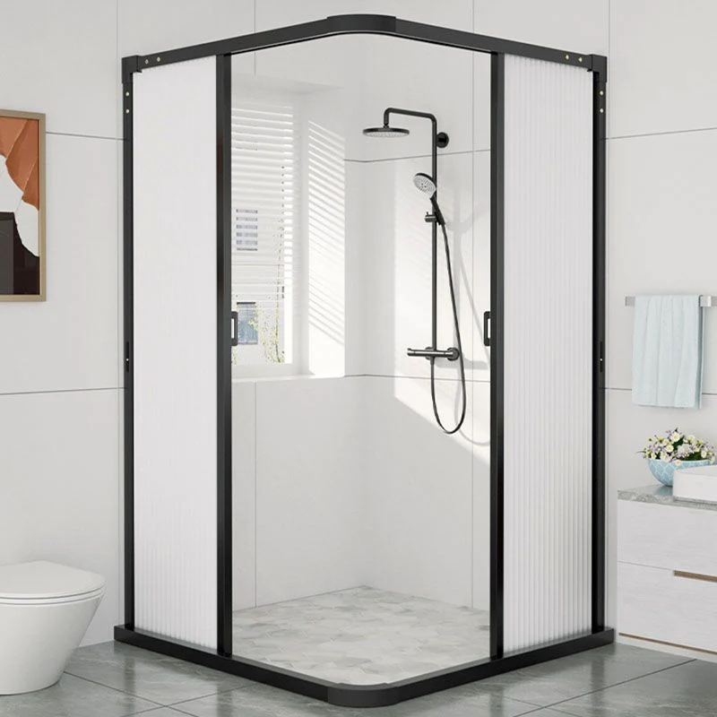 Mampara de ducha con marco de aluminio de esquina cuadrada y manijas de puerta dobles Blanco Clearhalo