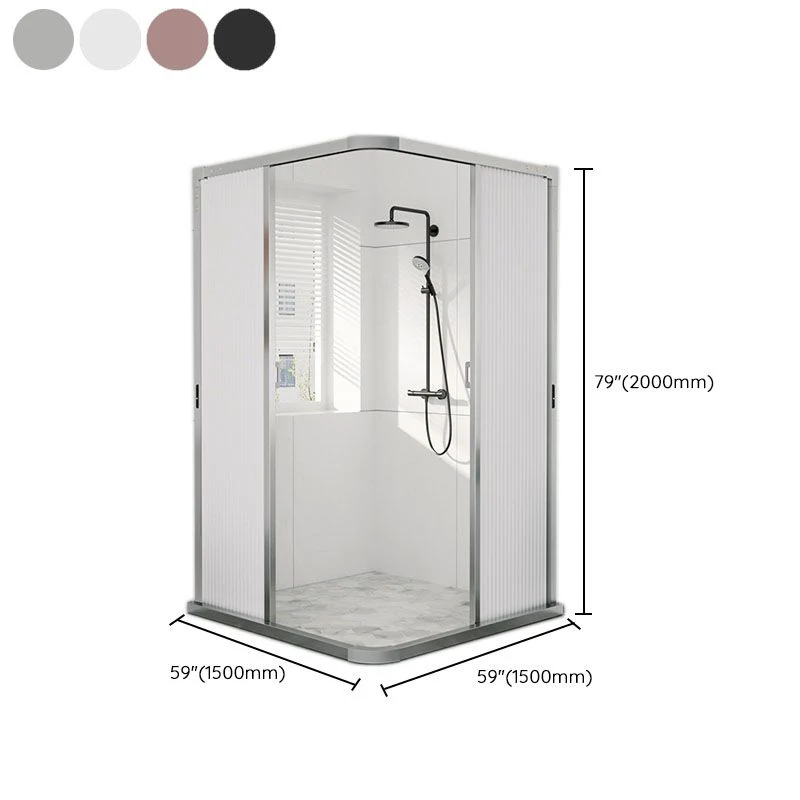 Mampara de ducha con marco de aluminio de esquina cuadrada y manijas de puerta dobles Blanco Clearhalo