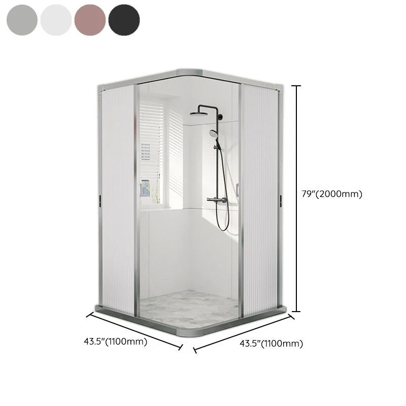Mampara de ducha con marco de aluminio de esquina cuadrada y manijas de puerta dobles Blanco Clearhalo