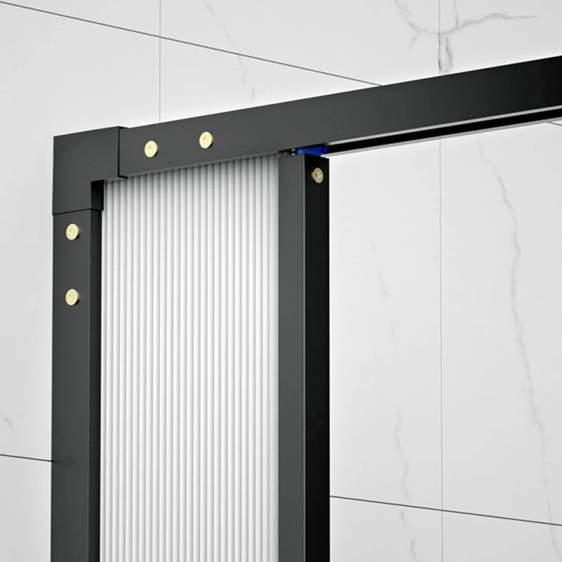 Mampara de ducha con marco de aluminio de esquina cuadrada y manijas de puerta dobles Blanco Clearhalo