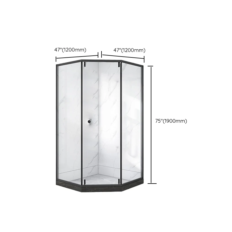 Mampara de ducha con marco negro Neo-Angle Cabina de ducha de vidrio templado con panel fijo Clearhalo