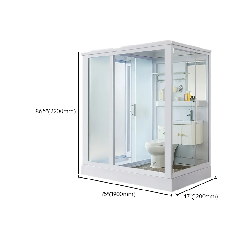 Mampara de ducha contemporánea Mampara de ducha rectangular esmerilada en blanco Clearhalo