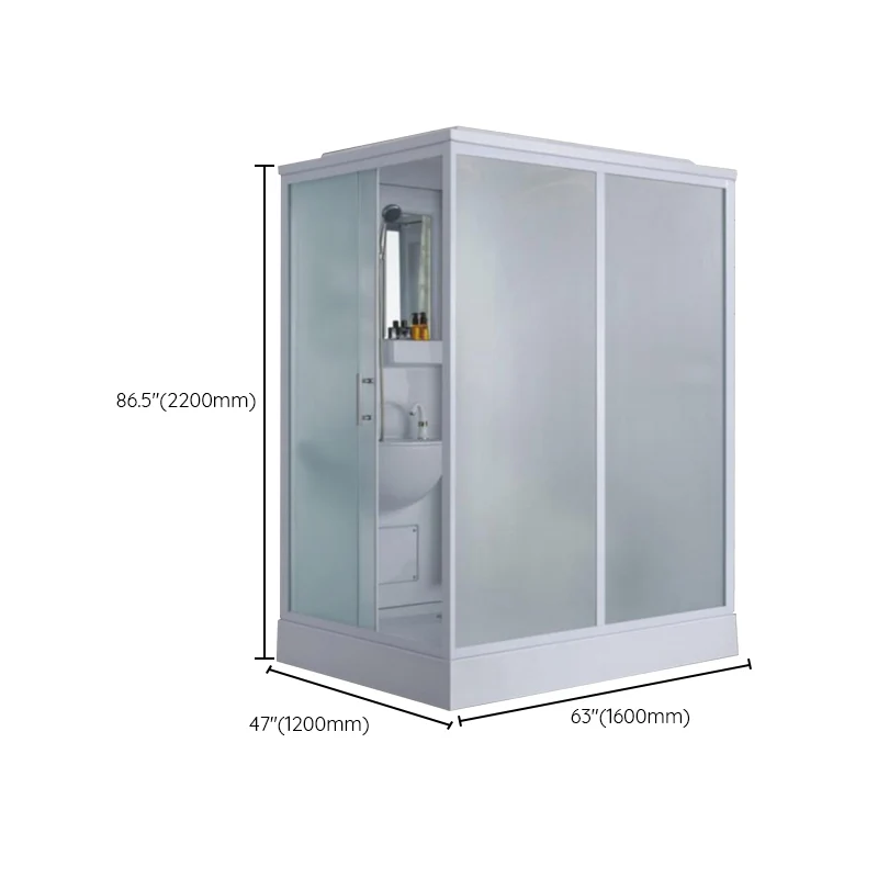 Mampara de ducha contemporánea Mampara de ducha rectangular esmerilada en blanco Clearhalo