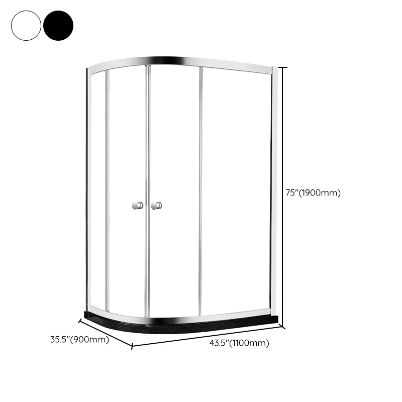 Mampara de ducha corredera semicircular Mampara de ducha enmarcada con vidrio templado Plata Clearhalo