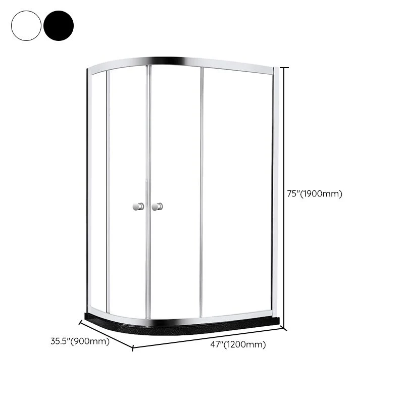 Mampara de ducha corredera semicircular Mampara de ducha enmarcada con vidrio templado Plata Clearhalo