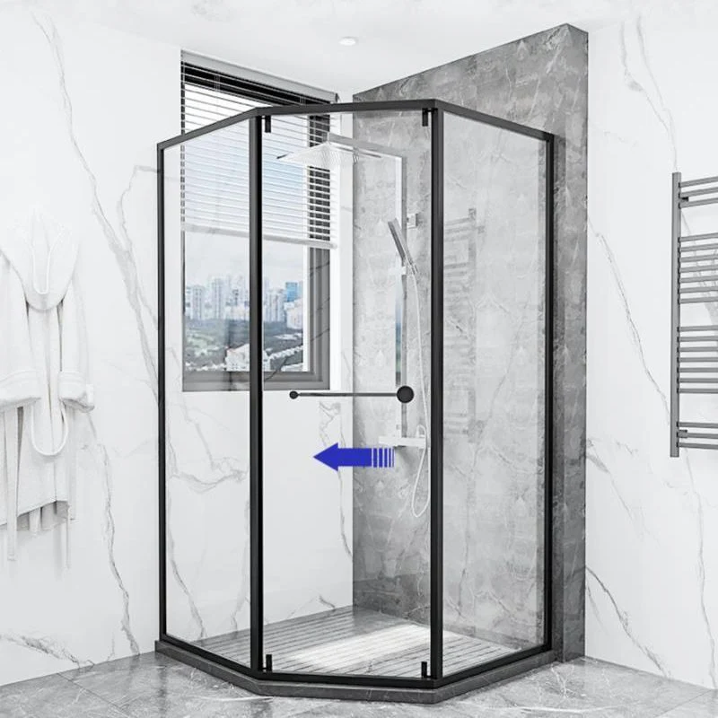 Mampara de ducha corrediza doble de vidrio transparente moderna Mampara de ducha enmarcada Clearhalo