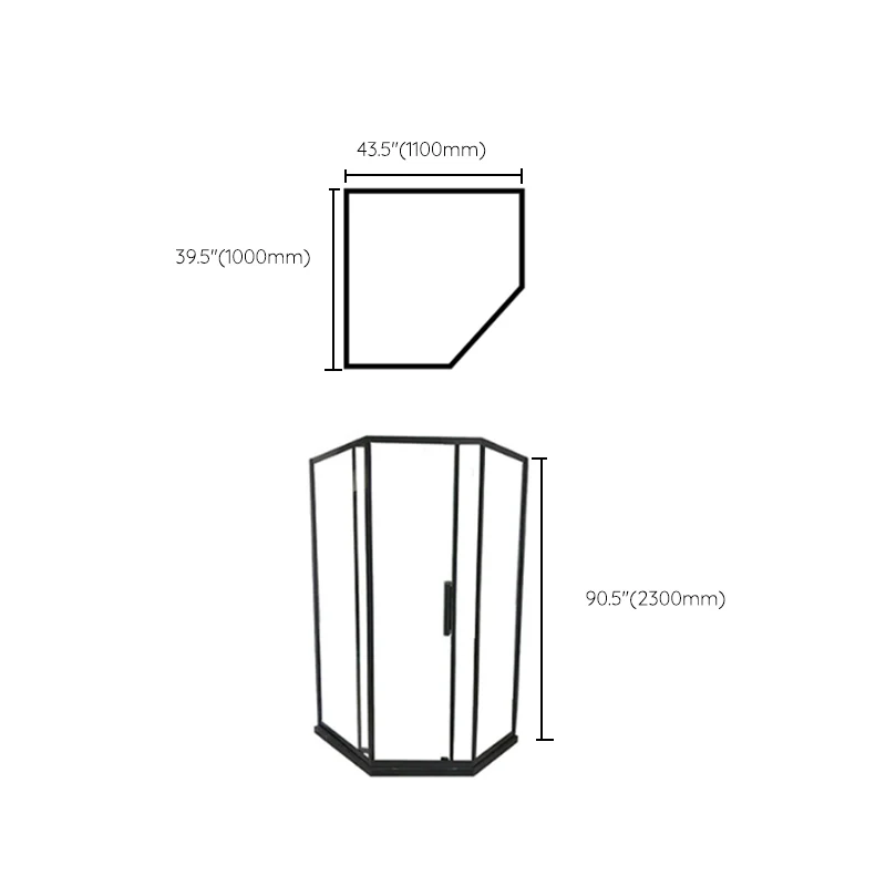 Mampara de ducha corrediza doble de vidrio transparente moderna Mampara de ducha enmarcada Clearhalo