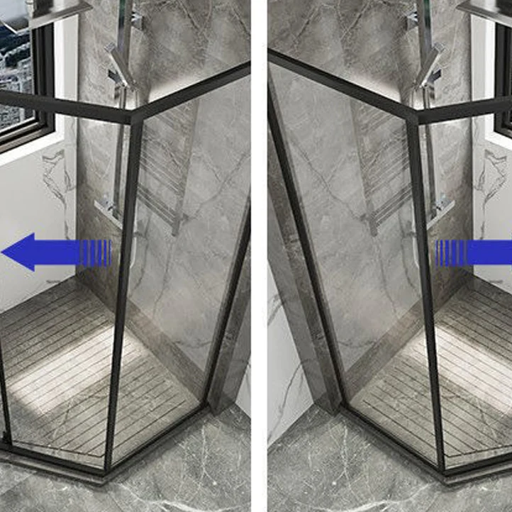 Mampara de ducha corrediza doble de vidrio transparente moderna Mampara de ducha enmarcada Clearhalo