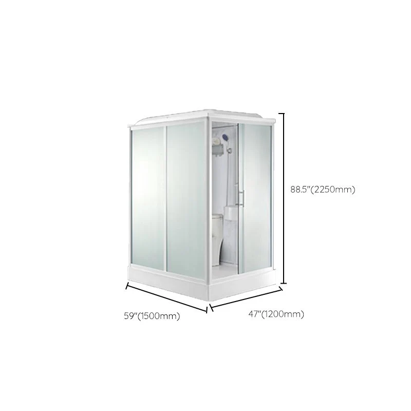 Mampara de ducha corrediza individual moderna de vidrio esmerilado Mampara de ducha enmarcada en blanco Clearhalo