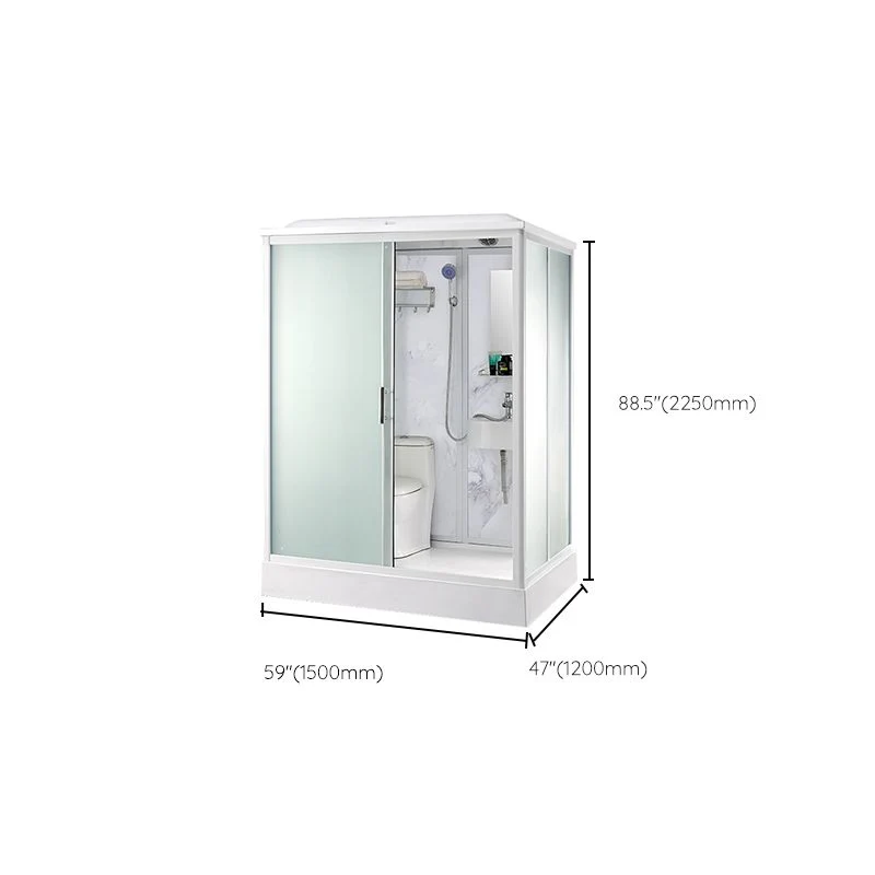 Mampara de ducha corrediza individual moderna de vidrio esmerilado Mampara de ducha enmarcada en blanco Clearhalo