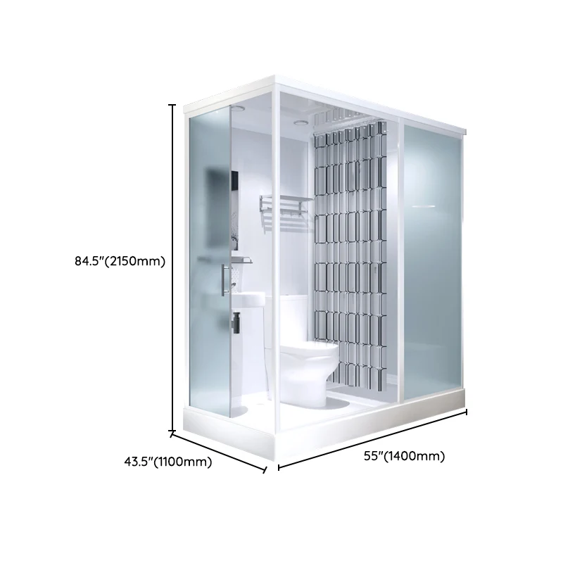 Mampara de ducha corrediza rectangular moderna Mampara de ducha enmarcada con vidrio templado Clearhalo