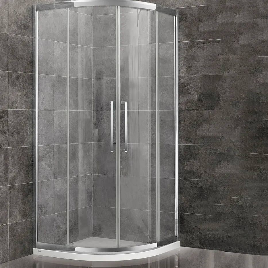 Mampara de ducha deslizante doble enmarcada Mampara de ducha de vidrio templado Clearhalo