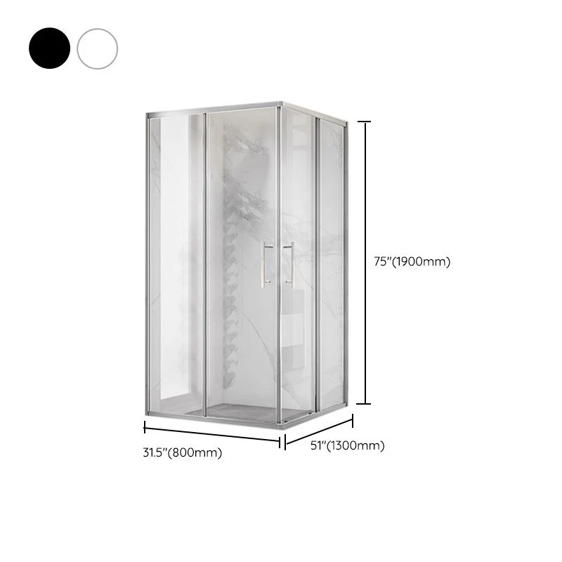 Mampara de ducha deslizante doble Mampara de ducha de vidrio templado transparente enmarcada Clearhalo
