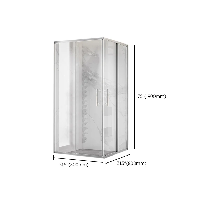 Mampara de ducha deslizante doble Mampara de ducha de vidrio templado transparente enmarcada Clearhalo