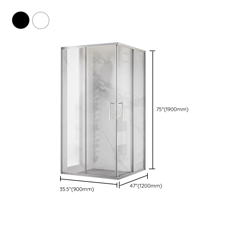 Mampara de ducha deslizante doble Mampara de ducha de vidrio templado transparente enmarcada Clearhalo
