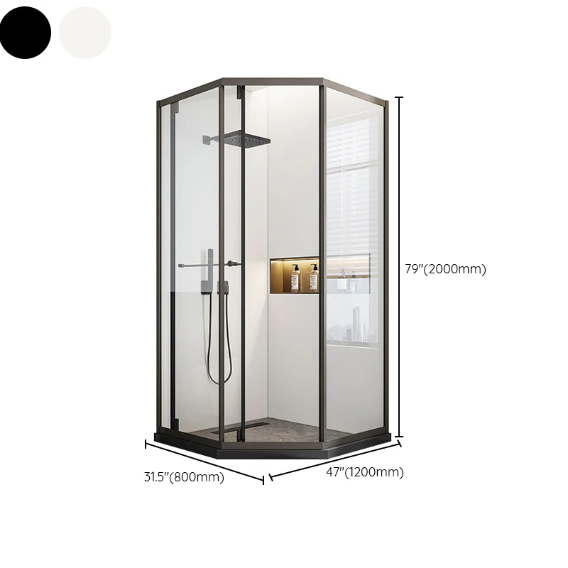 Mampara de ducha lisa contemporánea Mampara de ducha semi-marco transparente de neoángulo Plata Clearhalo