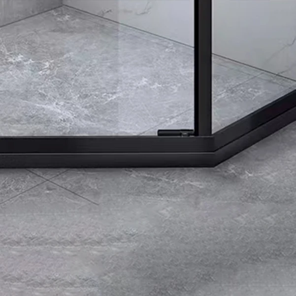 Mampara de ducha de marco completo negra, puerta de ducha de vidrio templado con forma de diamante Clearhalo