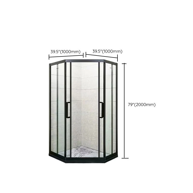 Mampara de ducha de marco completo negra, puerta de ducha de vidrio templado con forma de diamante Clearhalo