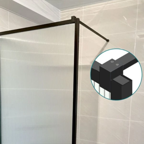 Mampara de ducha negra fija Puerta de ducha de media división de marco completo Clearhalo