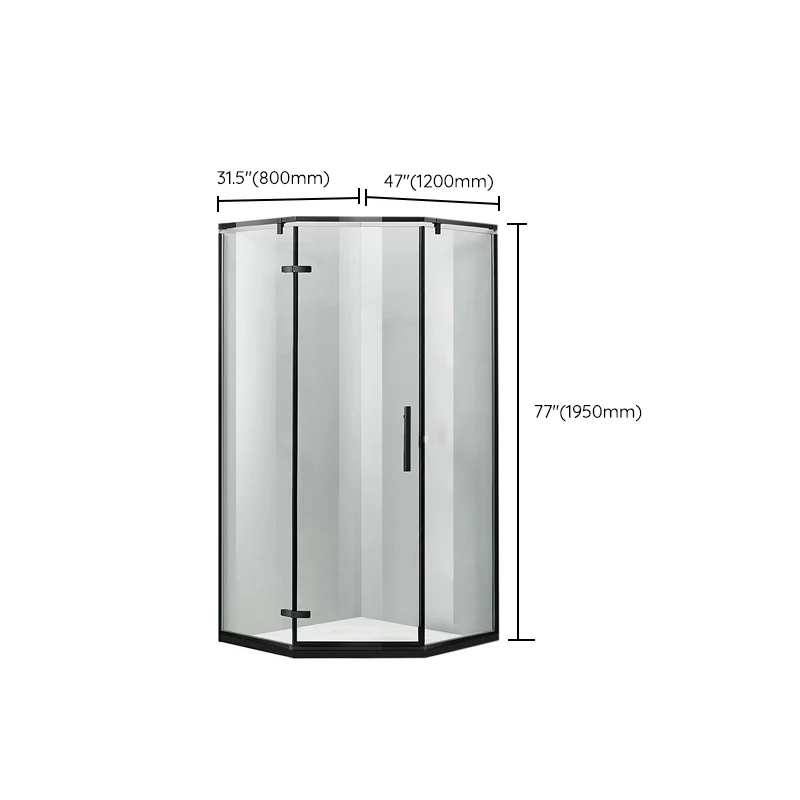 Mampara de ducha neo-ángulo de estilo moderno Cabina de ducha con marco de vidrio transparente Clearhalo