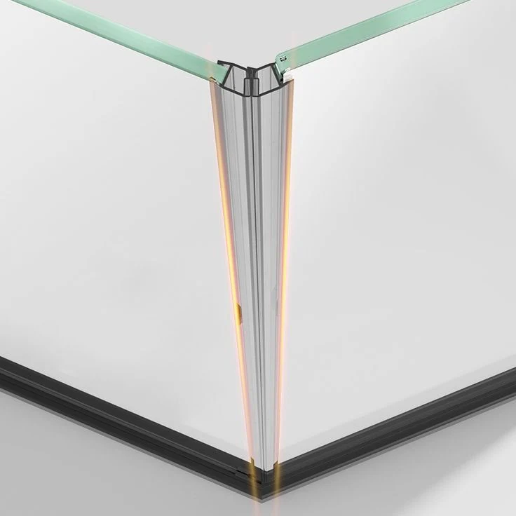 Mampara de ducha de neoángulo negra y plateada Mampara de ducha de vidrio templado Clearhalo