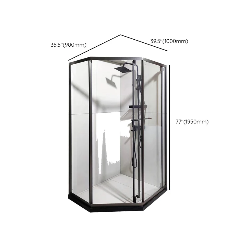 Mampara de ducha en ángulo neoenmarcada Mampara de ducha corrediza individual con cabezal Clearhalo
