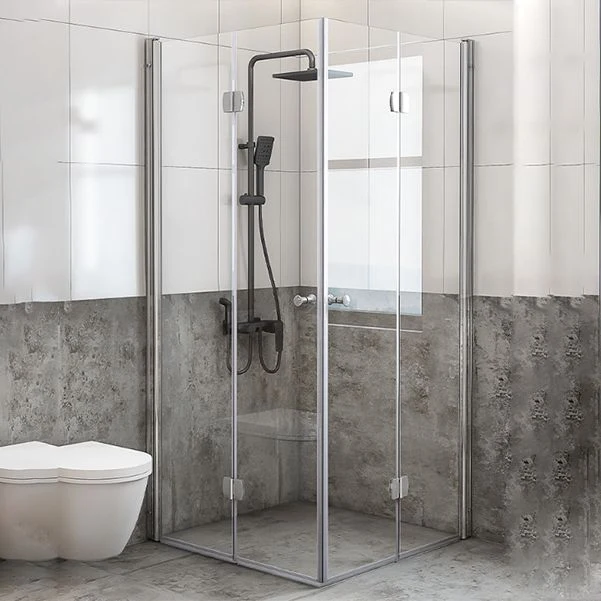 Mampara de ducha plegable de vidrio templado semi sin marco Clearhalo