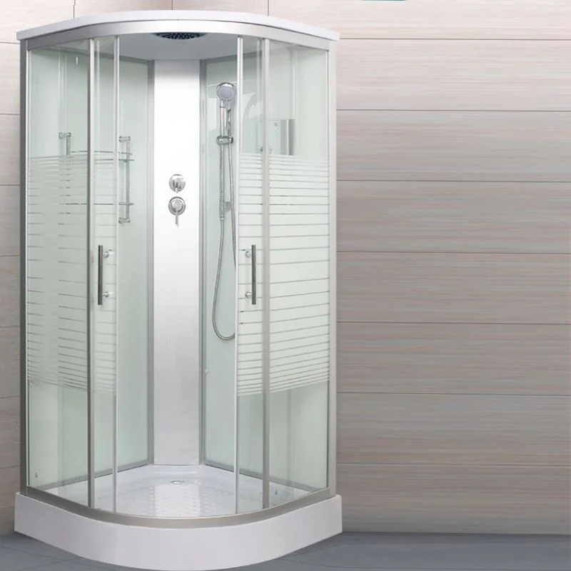Mampara de ducha redonda con doble puerta corrediza y cabezal de ducha Clearhalo