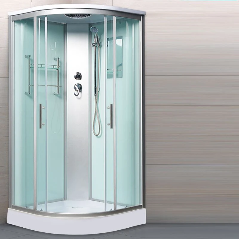 Mampara de ducha redonda con doble puerta corrediza y cabezal de ducha Clearhalo
