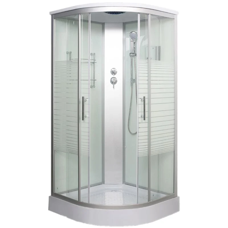 Mampara de ducha redonda con doble puerta corrediza y cabezal de ducha Clearhalo