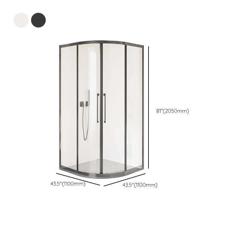 Mampara de ducha redonda con puerta corrediza doble, cuarto de ducha de vidrio templado Clearhalo