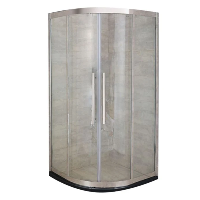 Mampara de ducha redonda corrediza doble transparente con panel fijo Clearhalo