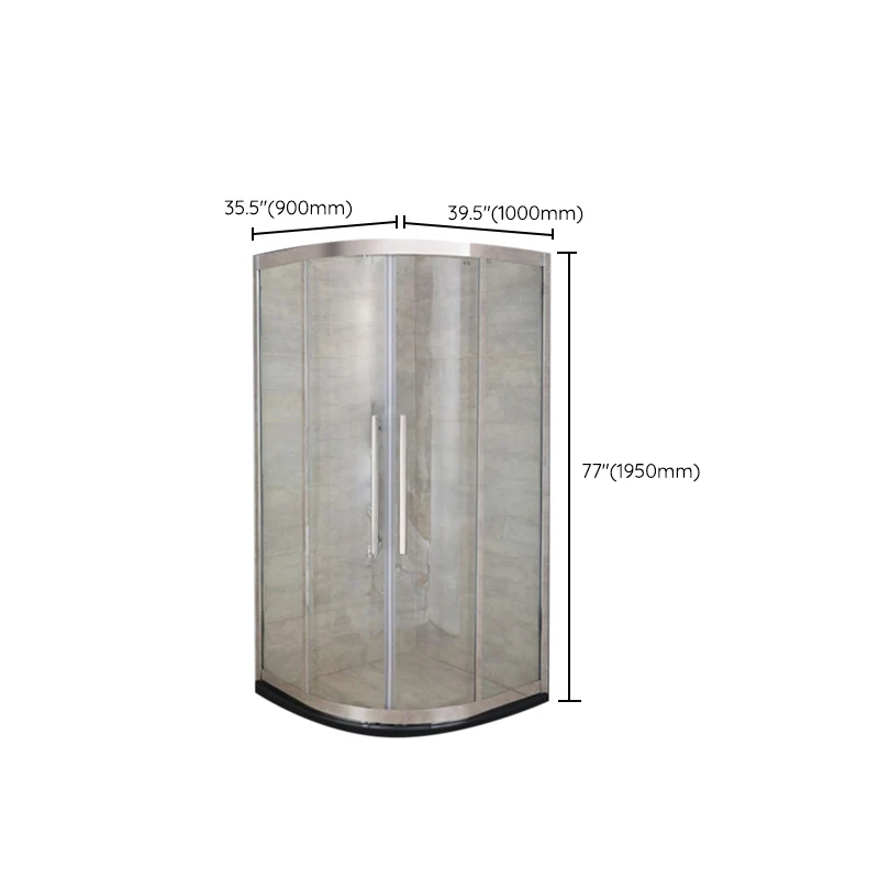 Mampara de ducha redonda corrediza doble transparente con panel fijo Clearhalo