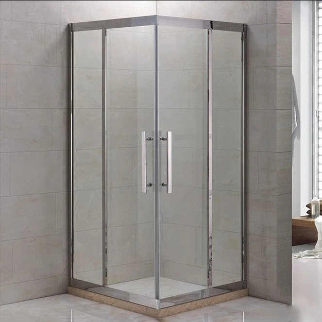 Mampara de ducha Semi-Frameless Cabina de ducha cuadrada deslizante individual negra Clearhalo