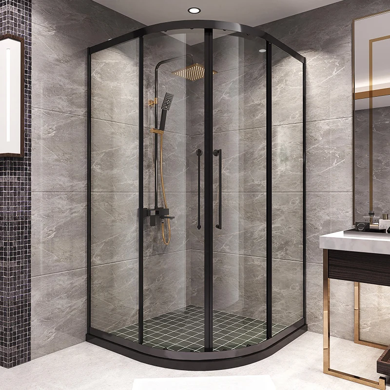 Mampara de ducha semi-frameless de vidrio templado con pedestal Mampara de ducha con medio marco Clearhalo