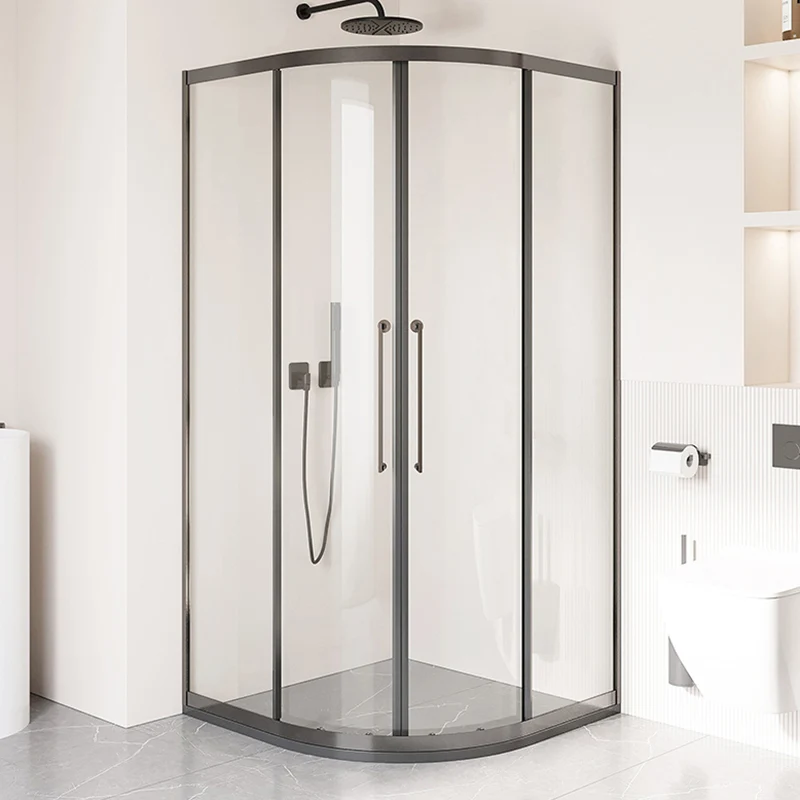 Mampara de ducha semi-frameless de vidrio templado con pedestal Mampara de ducha con medio marco Clearhalo