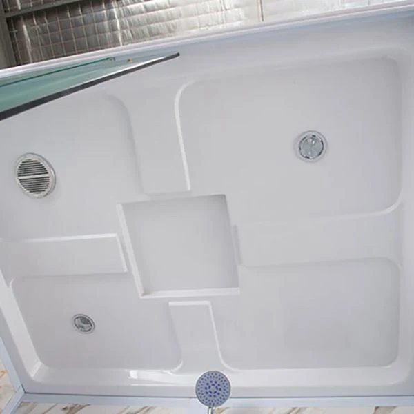 Mampara de ducha de vidrio esmerilado deslizante simple Mampara de ducha enmarcada en blanco Clearhalo