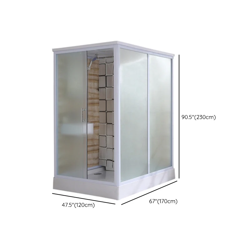 Mampara de ducha de vidrio esmerilado deslizante simple Mampara de ducha enmarcada en blanco Clearhalo