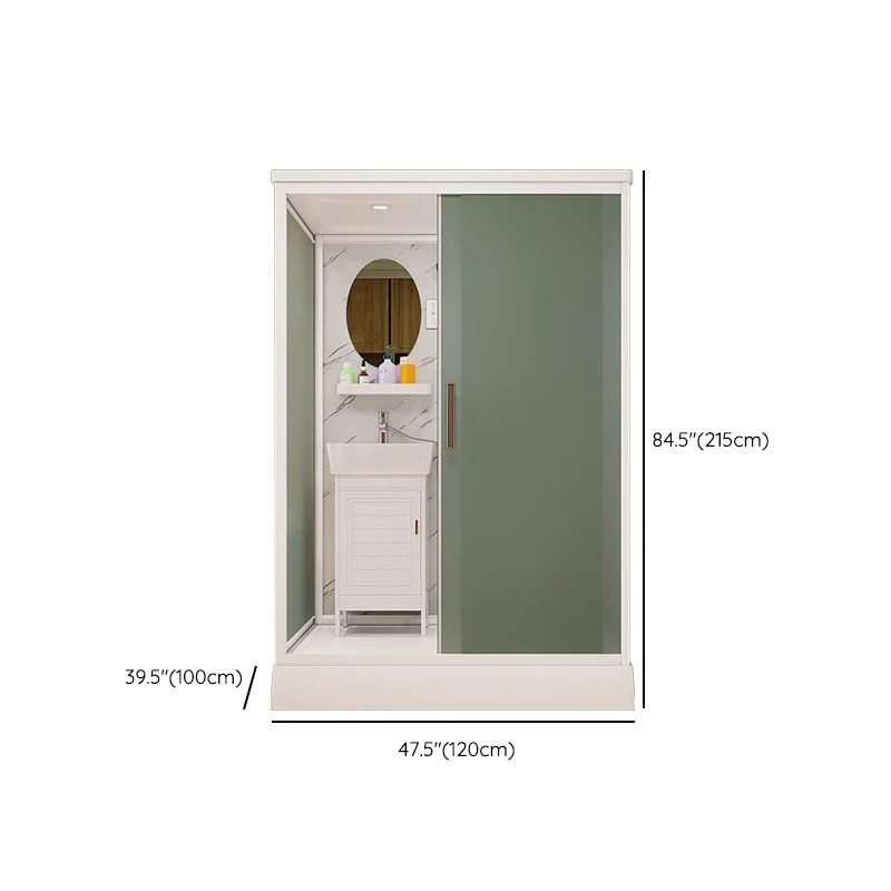 Mampara de ducha de vidrio esmerilado Mampara de ducha corrediza individual enmarcada en blanco Clearhalo