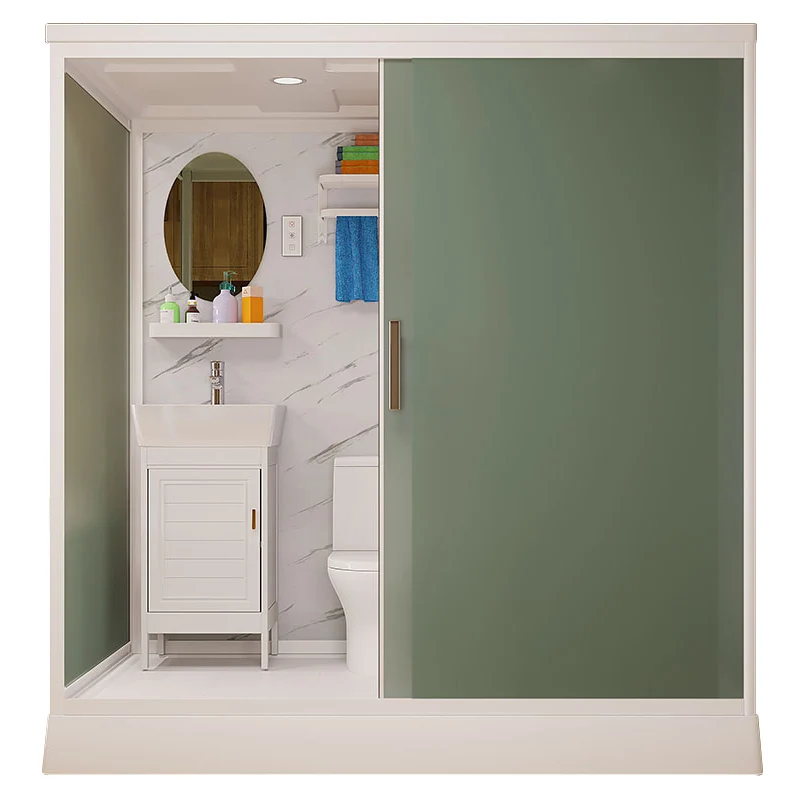 Mampara de ducha de vidrio esmerilado Mampara de ducha corrediza individual enmarcada en blanco Clearhalo