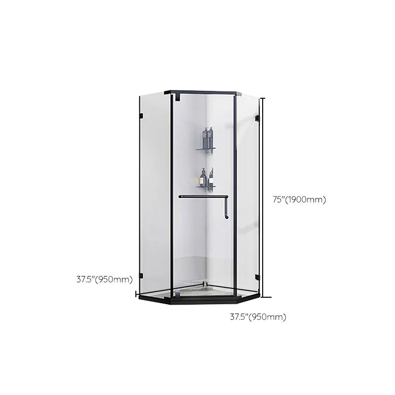 Mampara de ducha de vidrio pulido en ángulo neo, cabina de ducha con marco negro mate Clearhalo